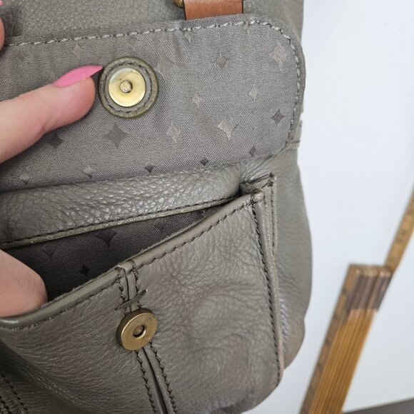 Fossil Morgan Crossbody Purse Shoulder Bag Grey Leather Tote - Picture 12 of 15